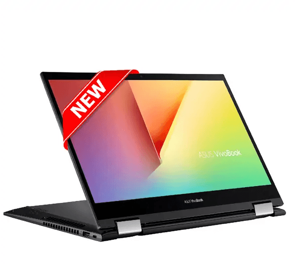 Close-up view of ASUS VivoBook Flip 14-TP470EA – 14-inch 2-in-1 Touch Laptop | 11th Gen i5-1135G7 | 8GB RAM | 512GB SSD | Win 11 | Indie Black